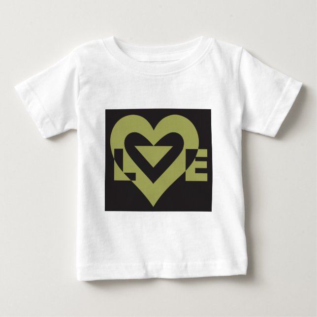 Camiseta De Bebé Love Sage Green sobre el negro (Anverso)