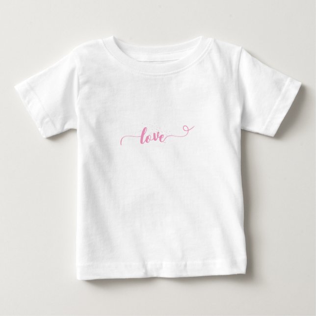 Camiseta De Bebé Love-Valentine—Rosa Cute (Anverso)