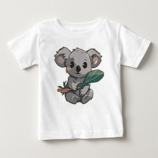 Camiseta De Bebé Lovely design featuring cute koala holding a leaf (Anverso)