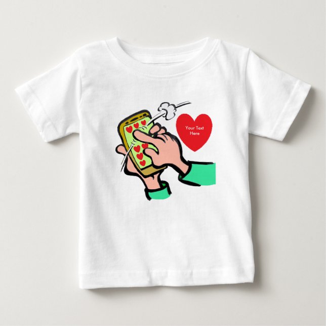 Camiseta De Bebé Lovely Hearts Phone Swipe T-shirt (Anverso)
