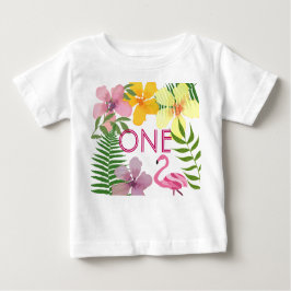 Camiseta De Bebé Luau Flamingo Chica del primer cumpleaños