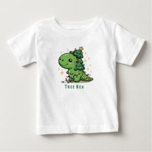 Camiseta De Bebé Luces de dinosaurio de Navidad Fiesta divertida ár