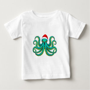 Camiseta De Bebé Luces de Navidad de Pulpo Brillante para Océano