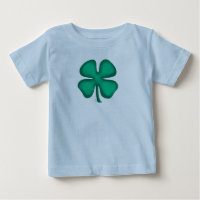 Lucky 4 Leaf Irish Clover azul bebé camiseta