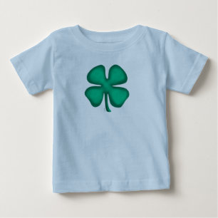 Camiseta De Bebé Lucky 4 Leaf Irish Clover azul bebé camiseta
