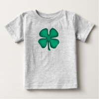 Lucky 4 Leaf Irish Clover bebé camiseta gris