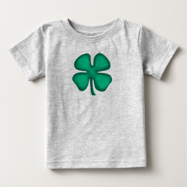 Camiseta De Bebé Lucky 4 Leaf Irish Clover bebé camiseta gris (Anverso)