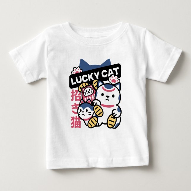 Camiseta De Bebé Lucky Cat Maneki Neko – Japanese Fortune Cat  (Anverso)