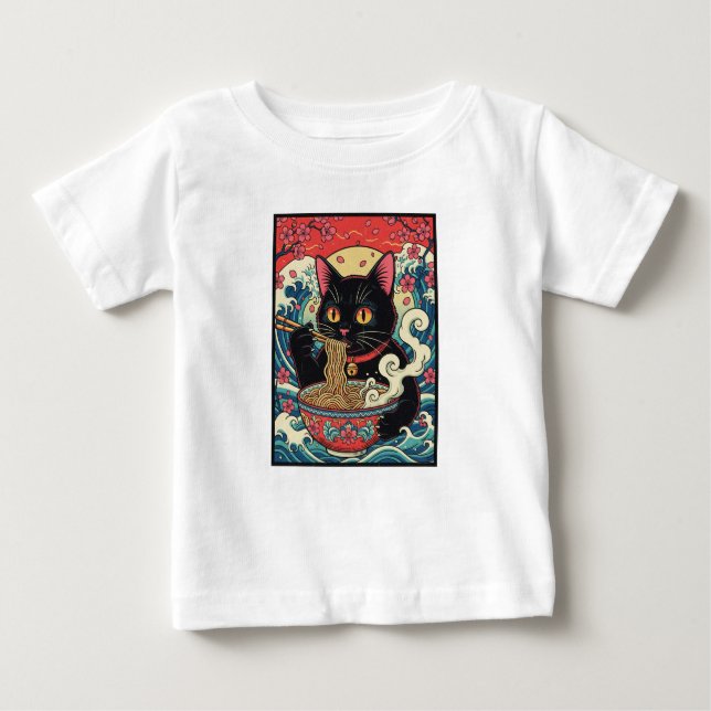 Camiseta De Bebé Lucky Cat Ramen Noodle Art (Anverso)