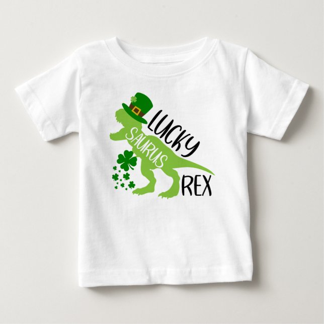 Camiseta De Bebé Lucky Saurus Rex - Dinosaurio de San Patricio (Anverso)