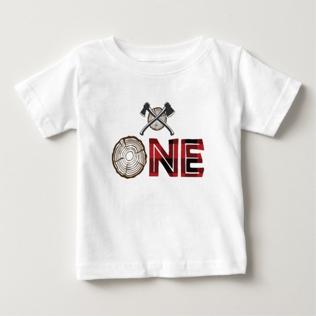 Camiseta De Bebé Lumberjack Cumpleaños One Shirt - Lumberjack (Anverso)