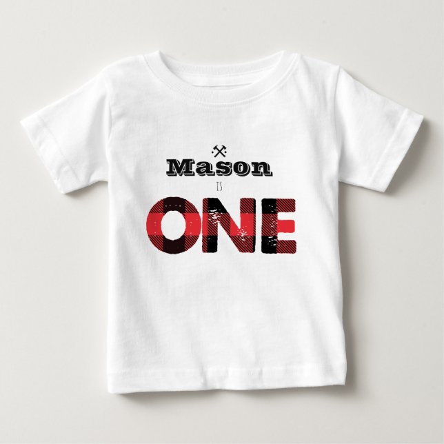 Camiseta De Bebé Lumberjack Flannel Los niños de primer cumpleaños (Anverso)