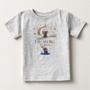 Camiseta De Bebé Luna de Elefante Caprichosa "Sueña Grande 2026" Be