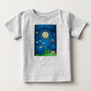 Camiseta De Bebé Luz de la luna y peces voladores