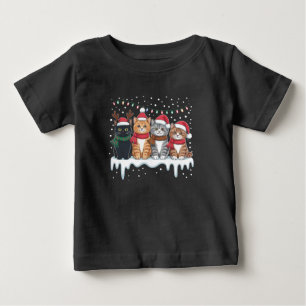 Camiseta De Bebé Luz de Navidad de Gato Reno Santa Amante de Gatos