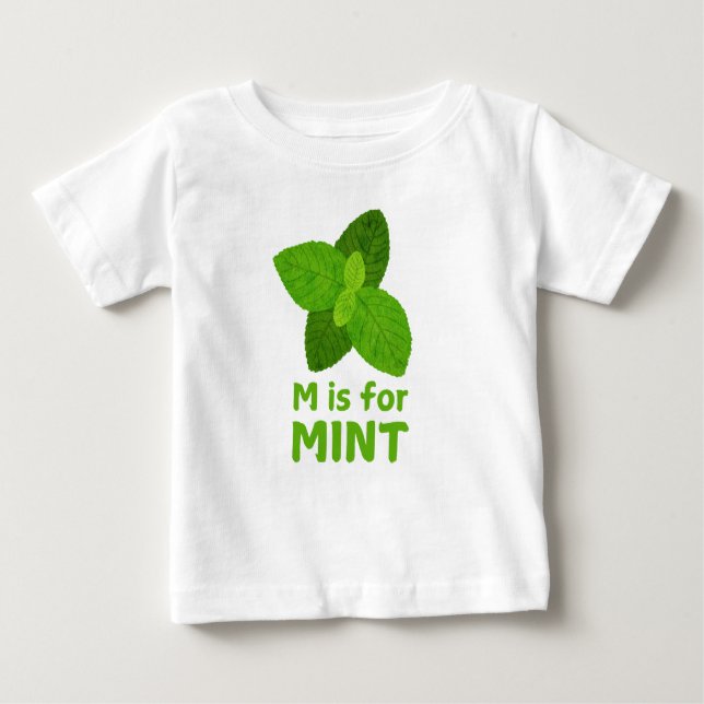 Camiseta De Bebé M es para MINT Green Veggie Alphabet M (Anverso)