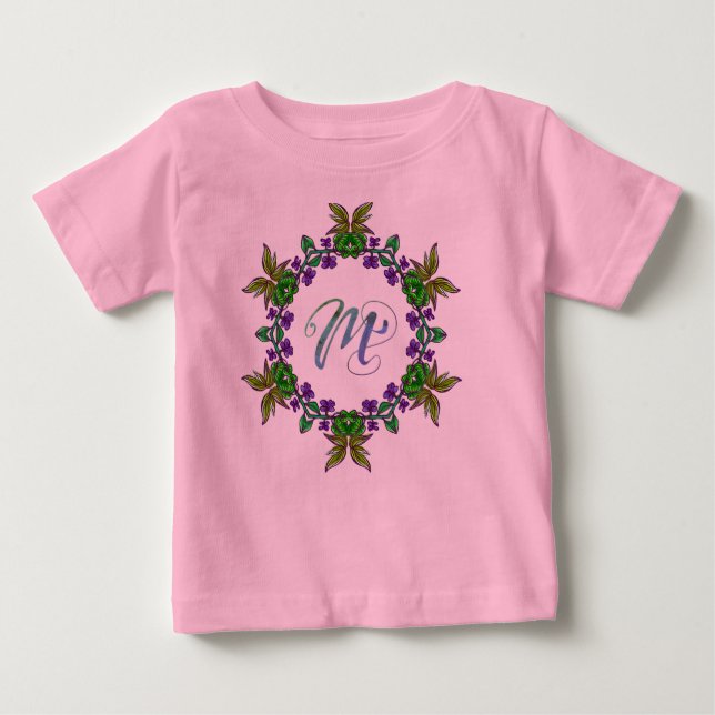 Camiseta De Bebé M Primer Chica único de diversión con flores de bo (Anverso)