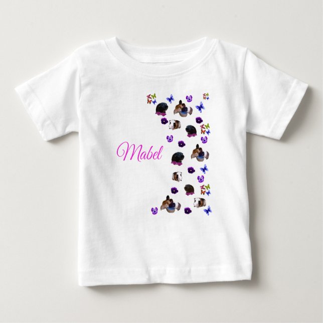 Camiseta De Bebé Mabel, Nombre, Con Cerdos De Guinea Y Pensamientos (Anverso)
