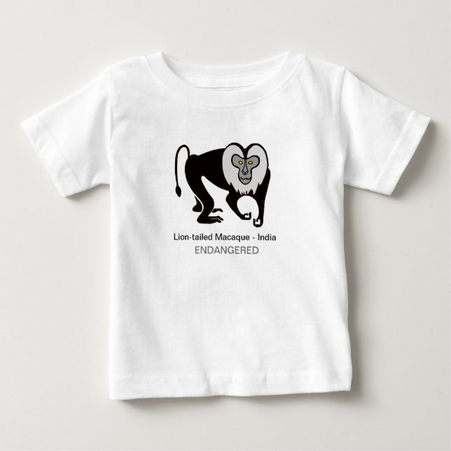 Camiseta De Bebé MACAQUE de cola de león- Gráfico animal en peligro (Anverso)
