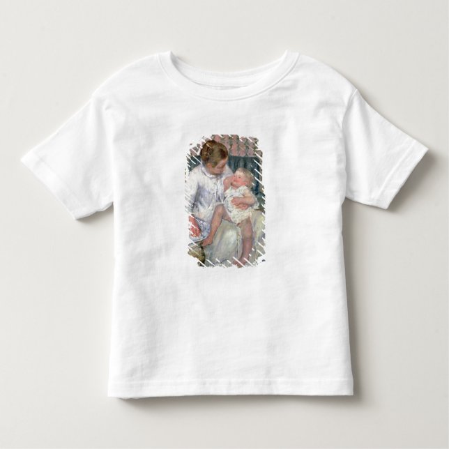 Camiseta De Bebé Madre a punto de lavar a su hijo somnoliento, 1880 (Anverso)
