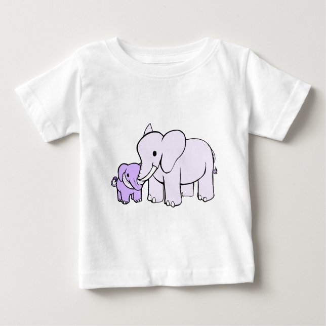 Camiseta De Bebé Madre e hijo elefantes (Anverso)