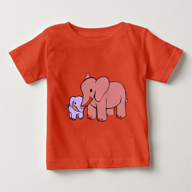 Camiseta De Bebé Madre e hijo elefantes (Anverso)