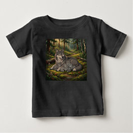 Camiseta De Bebé Madre Loba Y Cachorros