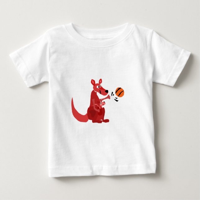 Camiseta De Bebé Madre y bebé del canguro YY con baloncesto (Anverso)