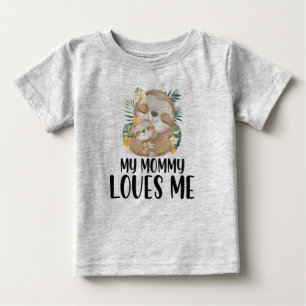 Camiseta De Bebé Madre y bebé eslogan mi mamá me ama tropical