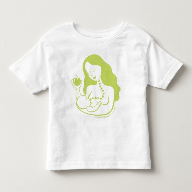 Camiseta De Bebé Madre y bebé Pecho-que alimentan en verde (Anverso)