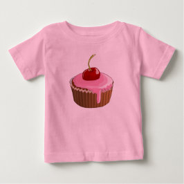 Camiseta De Bebé Magdalena con glaseado rosa bonito y cereza