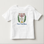 Camiseta De Bebé Magen persa David Menorah<br><div class="desc">Esta imagen fue adaptada de una antigua teja judía persa y cuenta con una menorah con un Magen David (Estrella de David) enmarcado por ramas de olivo. Se han conservado las imperfecciones de la imagen original pintada a mano.</div>