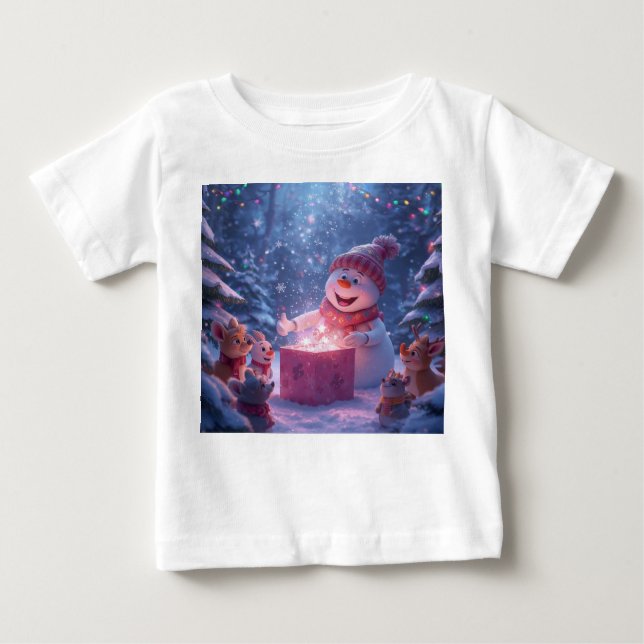 Camiseta De Bebé Magical Snowman Christmas Gift Scene (Anverso)
