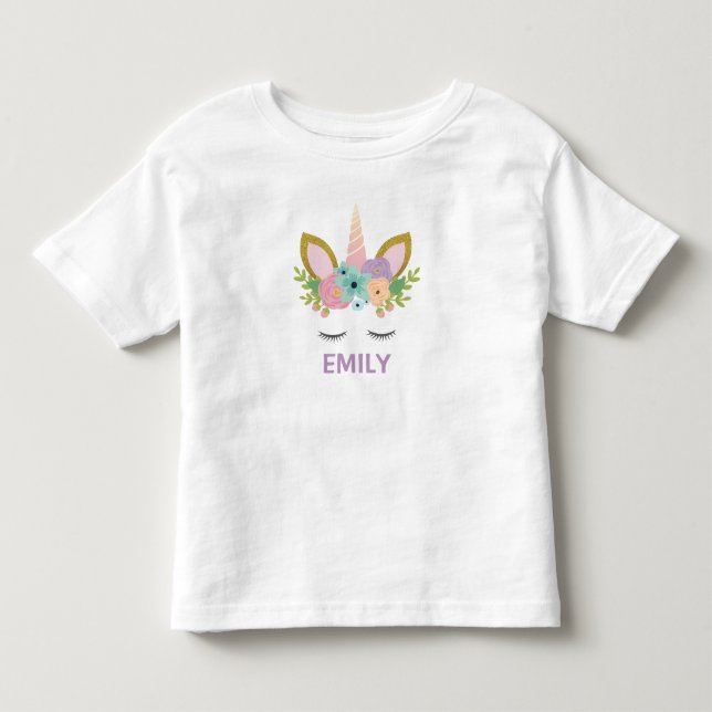 Camiseta De Bebé Magical Unicornio purpurina de nombre personalizad (Anverso)