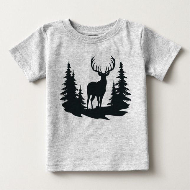 Camiseta De Bebé Magnífico Buck Entre Pinos (Anverso)