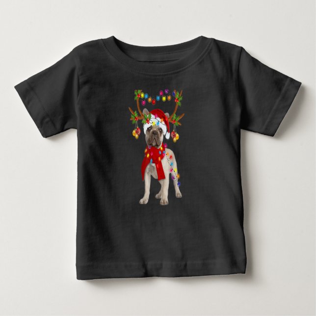 Camiseta De Bebé Magnífico regalo de Navidades de renos de Bulldog  (Anverso)