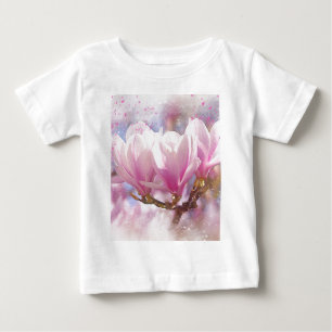 Camiseta De Bebé Magnolia púrpura rosada en flor de primavera