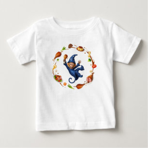 Camiseta De Bebé Mago Mono con Comida Mágica Giratoria Ilustración