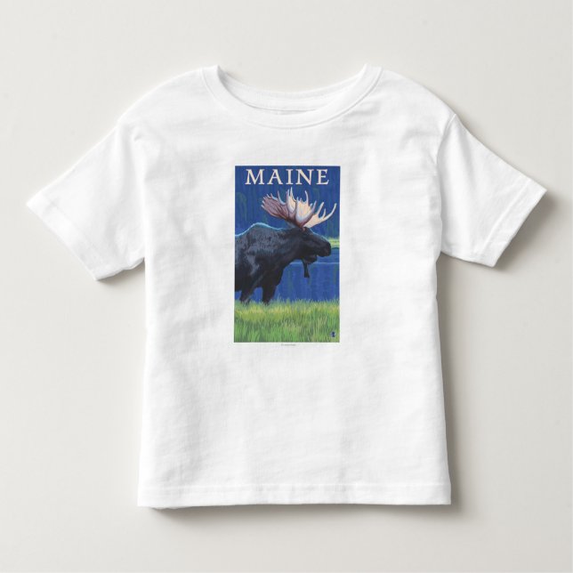 Camiseta De Bebé MaineMoose en el claro de luna (Anverso)