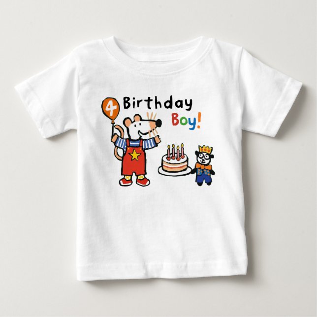 Camiseta De Bebé Maisy Birthday Boy, 4 años (Anverso)