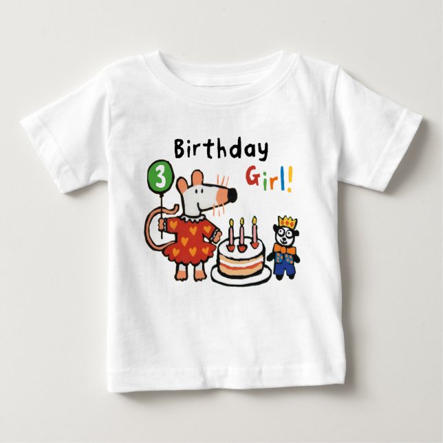 Camiseta De Bebé Maisy Birthday Chica, 3 años (Anverso)