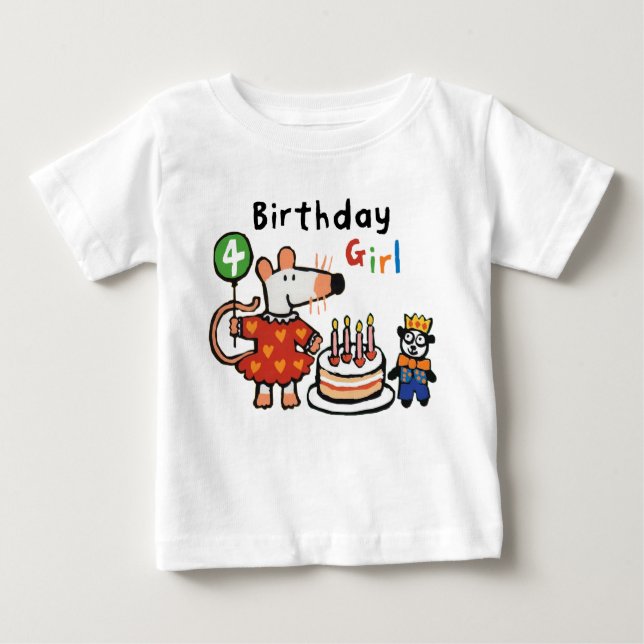 Camiseta De Bebé Maisy Birthday Chica, 4 años (Anverso)