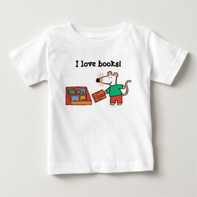 Camiseta De Bebé Maisy con libros de biblioteca (Anverso)