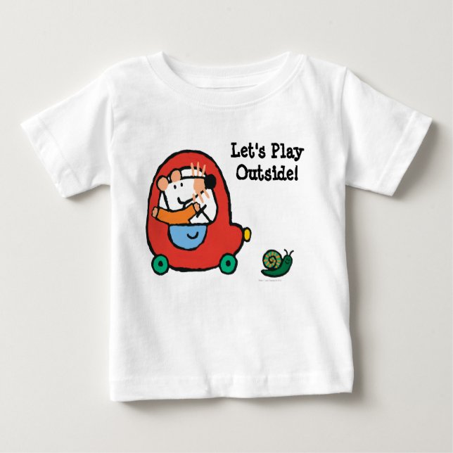 Camiseta De Bebé Maisy conduce un auto rojo limpio (Anverso)