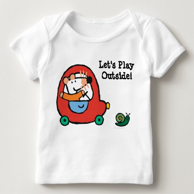 Camiseta De Bebé Maisy conduce un coche rojo lindo (Anverso)