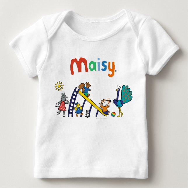 Camiseta De Bebé Maisy en el patio con los amigos (Anverso)