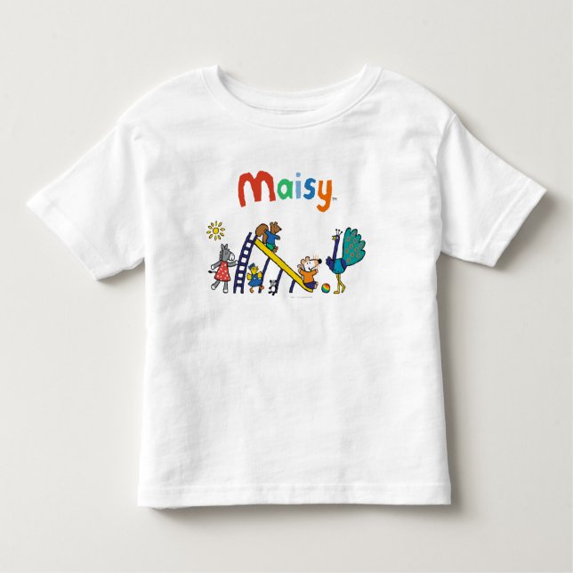 Camiseta De Bebé Maisy en el patio con los amigos (Anverso)