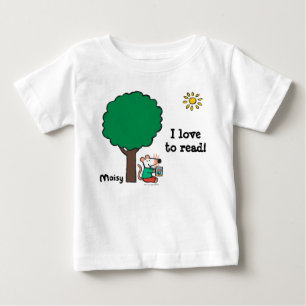 Camiseta De Bebé Maisy lee su libro de la biblioteca afuera