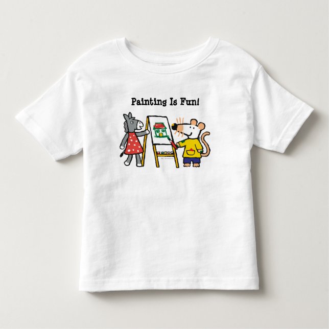 Camiseta De Bebé Maisy y pintura manchada en el preescolar (Anverso)
