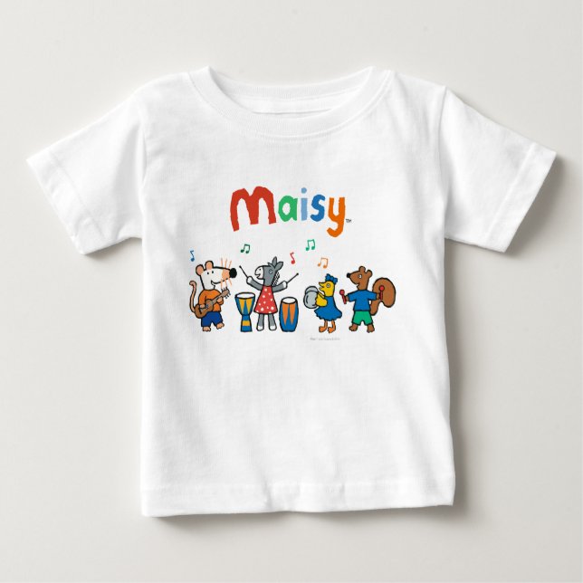 Camiseta De Bebé Maisy y sus amigos juegan en la banda (Anverso)